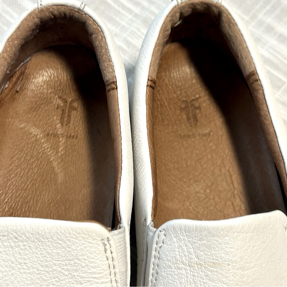 Frye White Leather Slip-On Sneakers Flats - Picture 3 of 10